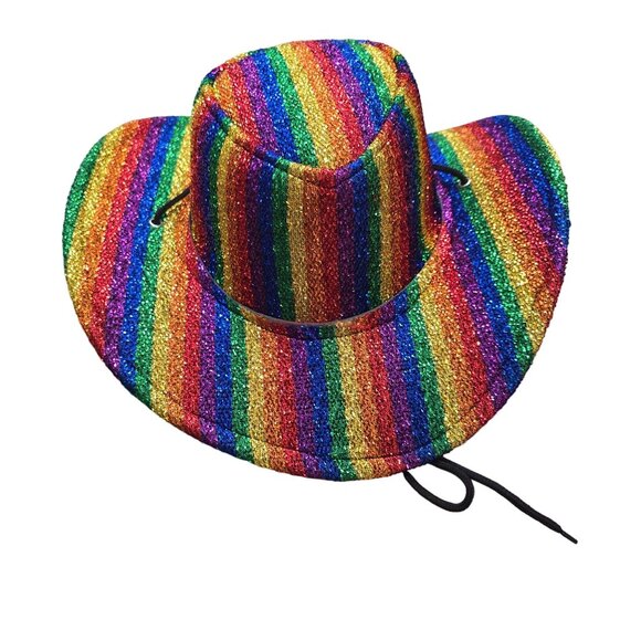 Rainbow sparkle glitter Cowboy Hat & Tutu Set pride LGBTQIA+ rainbow halloween - Picture 8 of 9